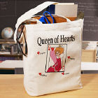 Queen of Hearts Personalized Canvas Valentine Tote Bag